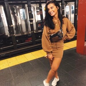 brown two piece outfit